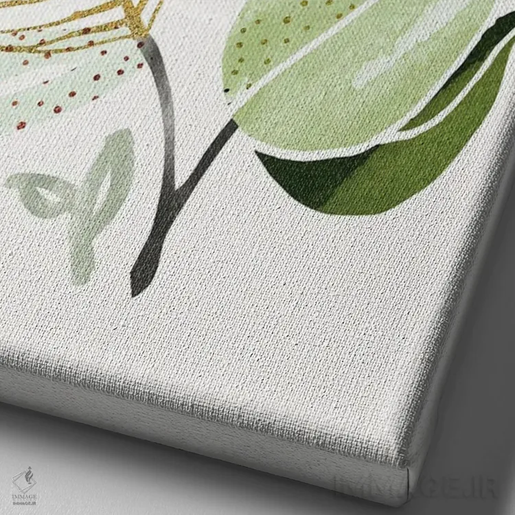 تابلو مینیمال دسته گل جنگل بهاری II اثر مدرن تروپیکال - نمای نزدیک بافت بوم