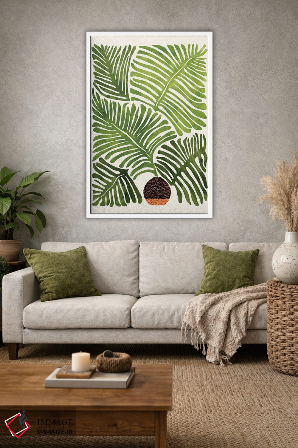 تابلو مینیمال سرخس تابستانی اثر مدرن تروپیکال - D1W