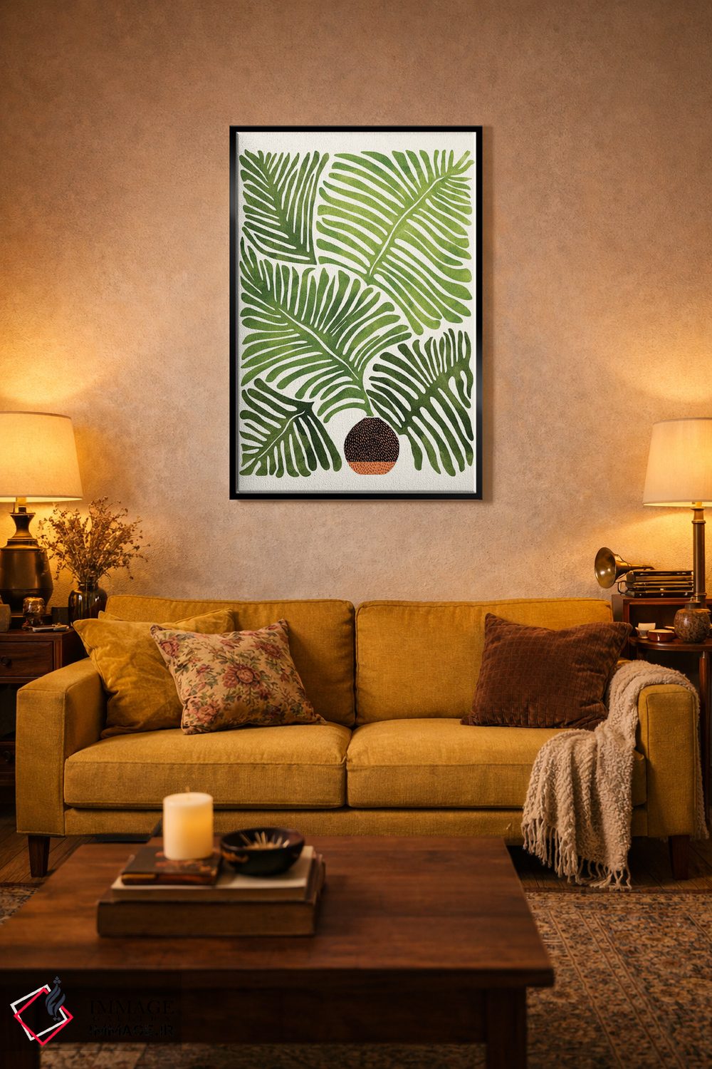 تابلو مینیمال سرخس تابستانی اثر مدرن تروپیکال - D5B