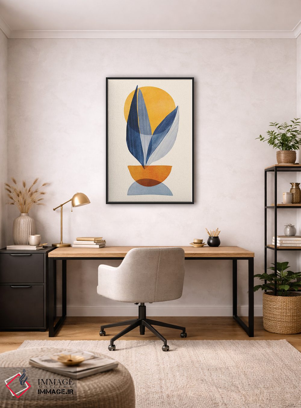 تابلو مینیمال اثر انتزاعی چیدمان آفتاب - D4B
