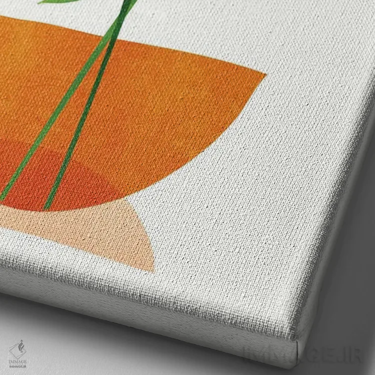 تابلو مینیمال شادی انتزاعی اثر مدرن تروپیکال - نمای نزدیک بافت بوم