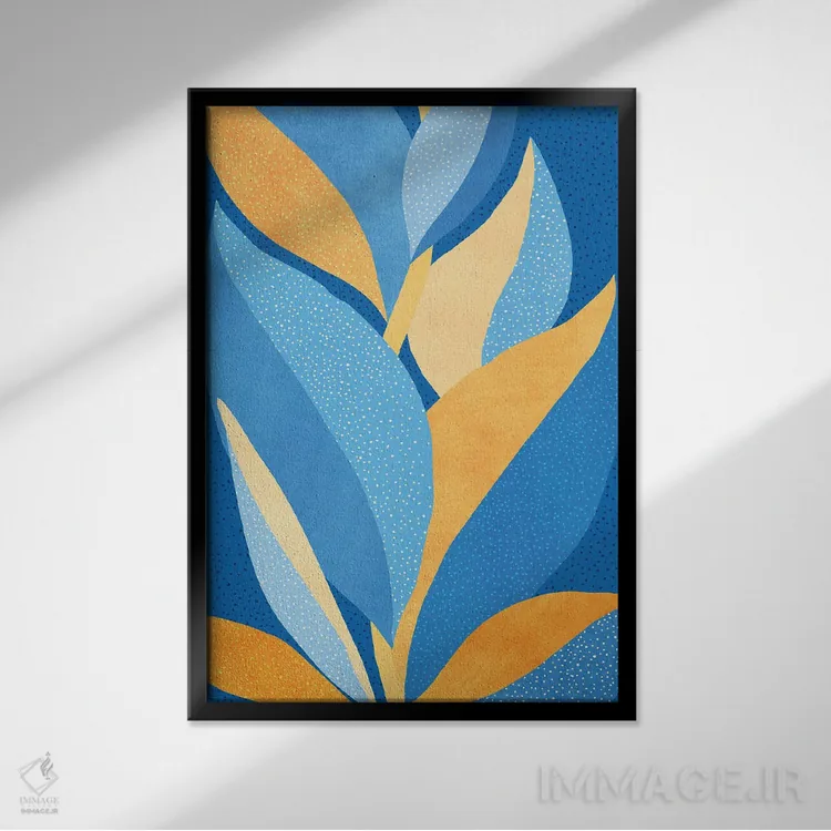 تابلو مینیمال باغ پرجنب وجوش شبانه اثر مدرن تروپیکال - نمای قابدار مشکی