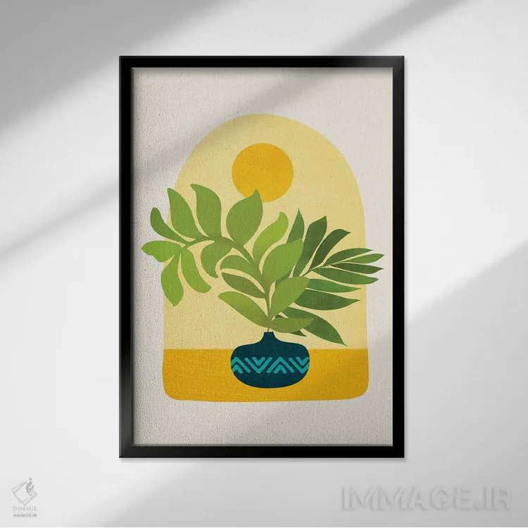 تابلو مینیمال صبح یکشنبه اثر مدرن تروپیکال - نمای قابدار مشکی