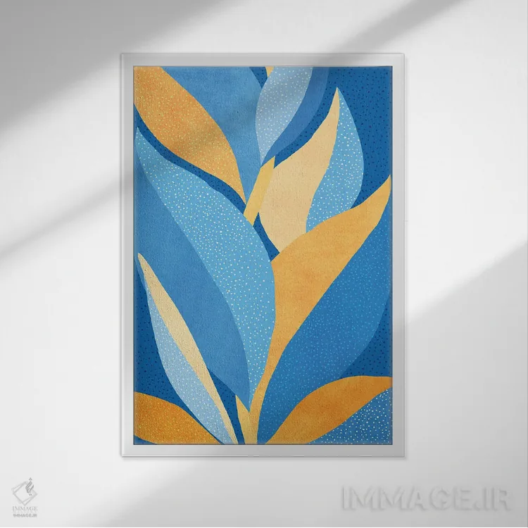 تابلو مینیمال باغ پرجنب وجوش شبانه اثر مدرن تروپیکال - نمای قابدار سفید