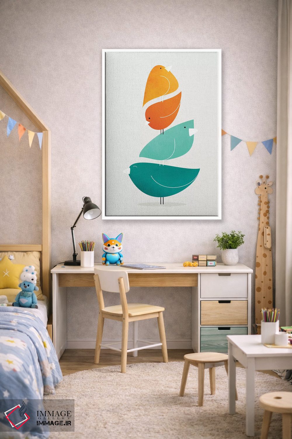 تابلو مینیمال دسته پرندگان II اثر مدرن تروپیکال - D1W