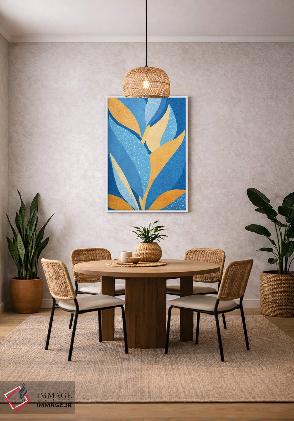 تابلو مینیمال باغ پرجنب وجوش شبانه اثر مدرن تروپیکال - D2W