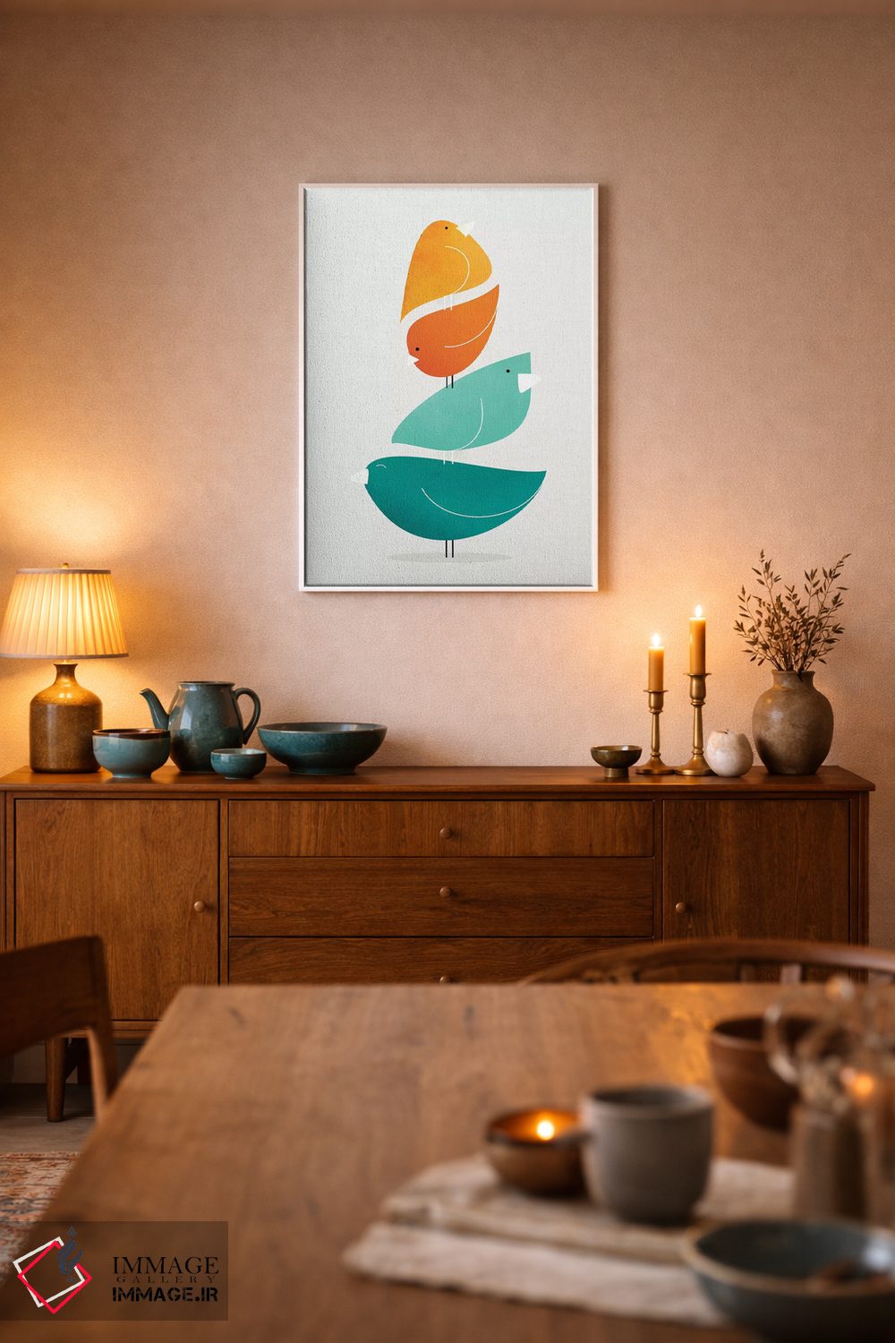 تابلو مینیمال دسته پرندگان II اثر مدرن تروپیکال - D6W