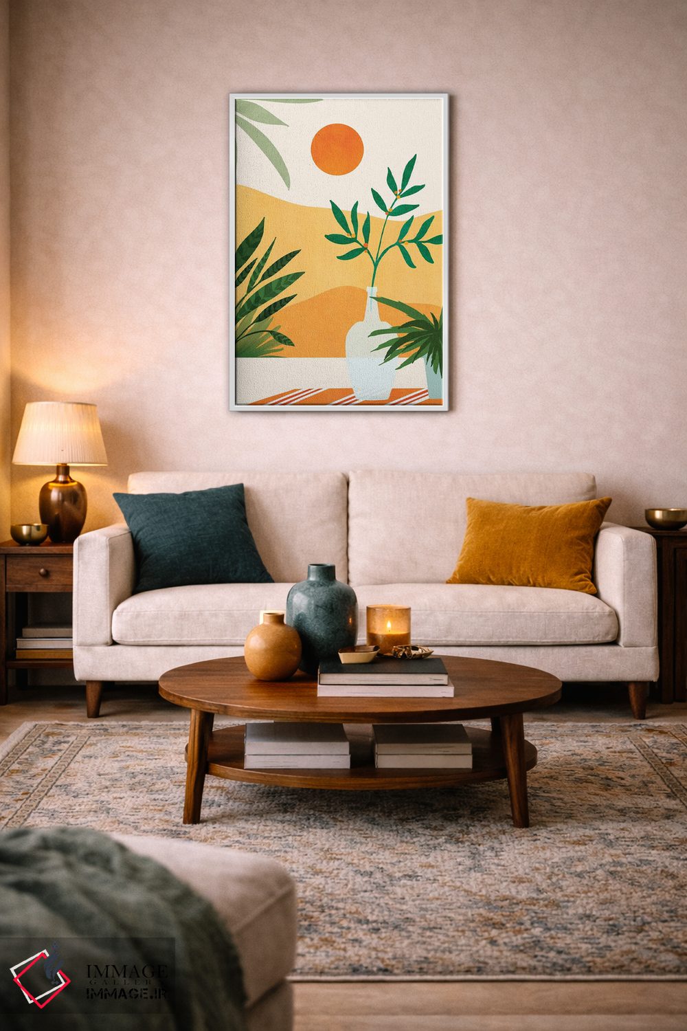 تابلو مینیمال چشم اندازهای غروب کالیفرنیا اثر مدرن تروپیکال - D3W