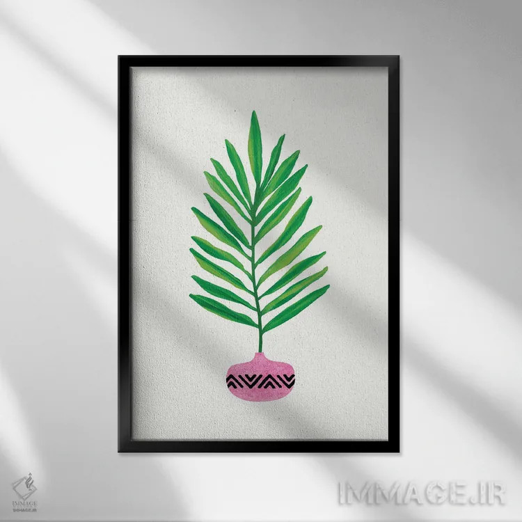 تابلو مینیمال برگ گرمسیری مدرن اثر مدرن تروپیکال - نمای قابدار مشکی