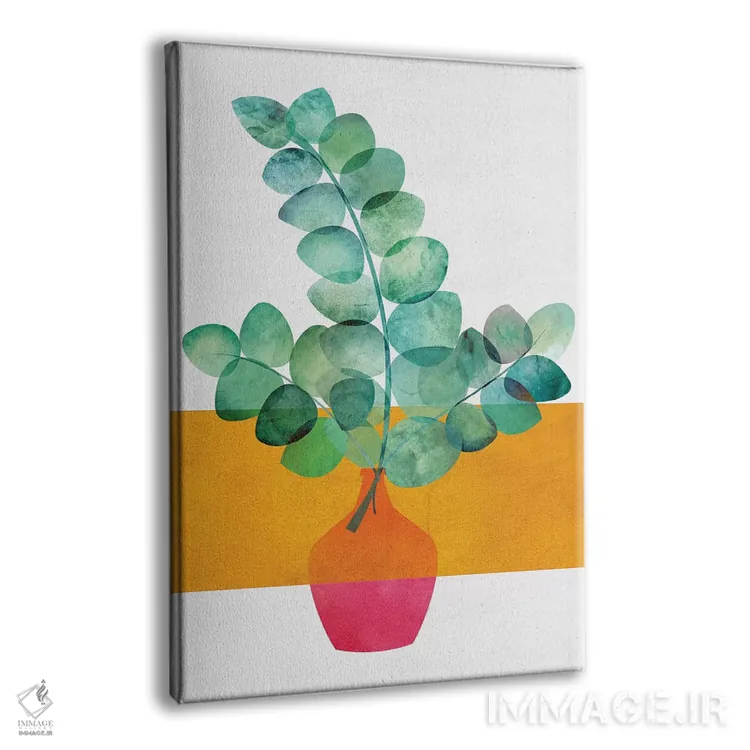 تابلو مینیمال اوکالیپتوس و نور خورشید اثر مدرن تروپیکال - نمای پرسپکتیو محصول