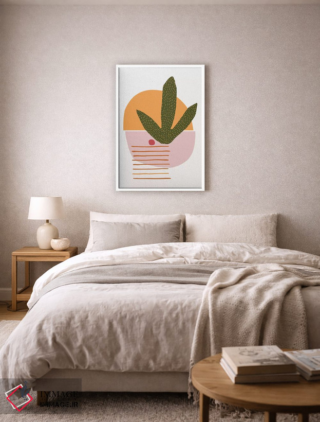 تابلو مینیمال منظره آفتابی سبز بیابان اثر مدرن تروپیکال - D5W