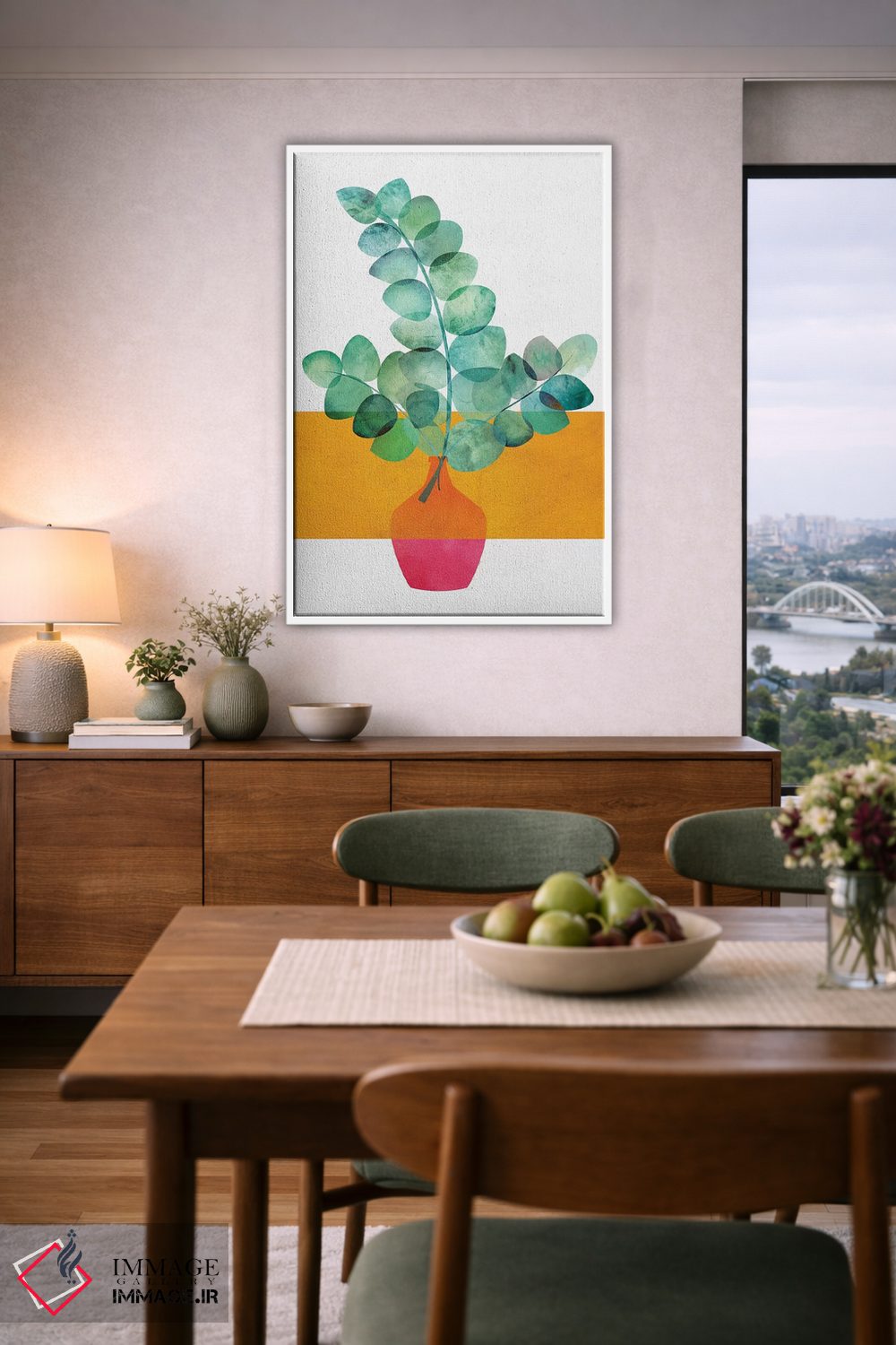 تابلو مینیمال اوکالیپتوس و نور خورشید اثر مدرن تروپیکال - D5W