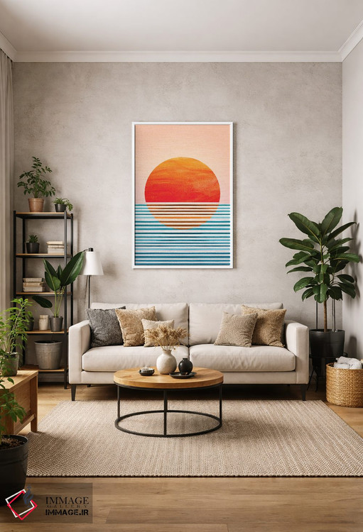 تابلو مینیمال غروب هندسی مینیمال اثر مدرن تروپیکال - D1W