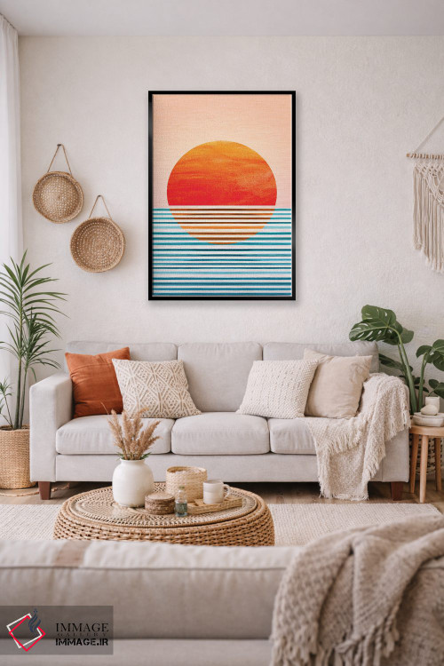 تابلو مینیمال غروب هندسی مینیمال اثر مدرن تروپیکال - D4B