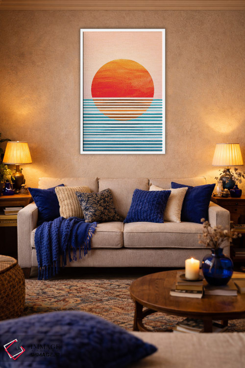 تابلو مینیمال غروب هندسی مینیمال اثر مدرن تروپیکال - D3W