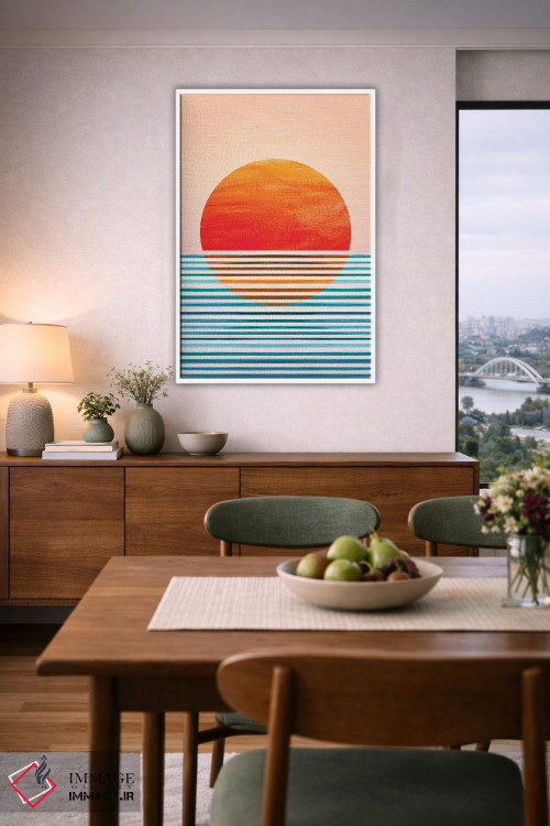 تابلو مینیمال غروب هندسی مینیمال اثر مدرن تروپیکال - D6W