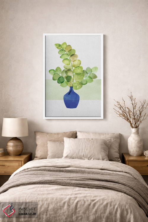 تابلو مینیمال مطالعه اوکالیپتوس اثر مدرن تروپیکال - D1W