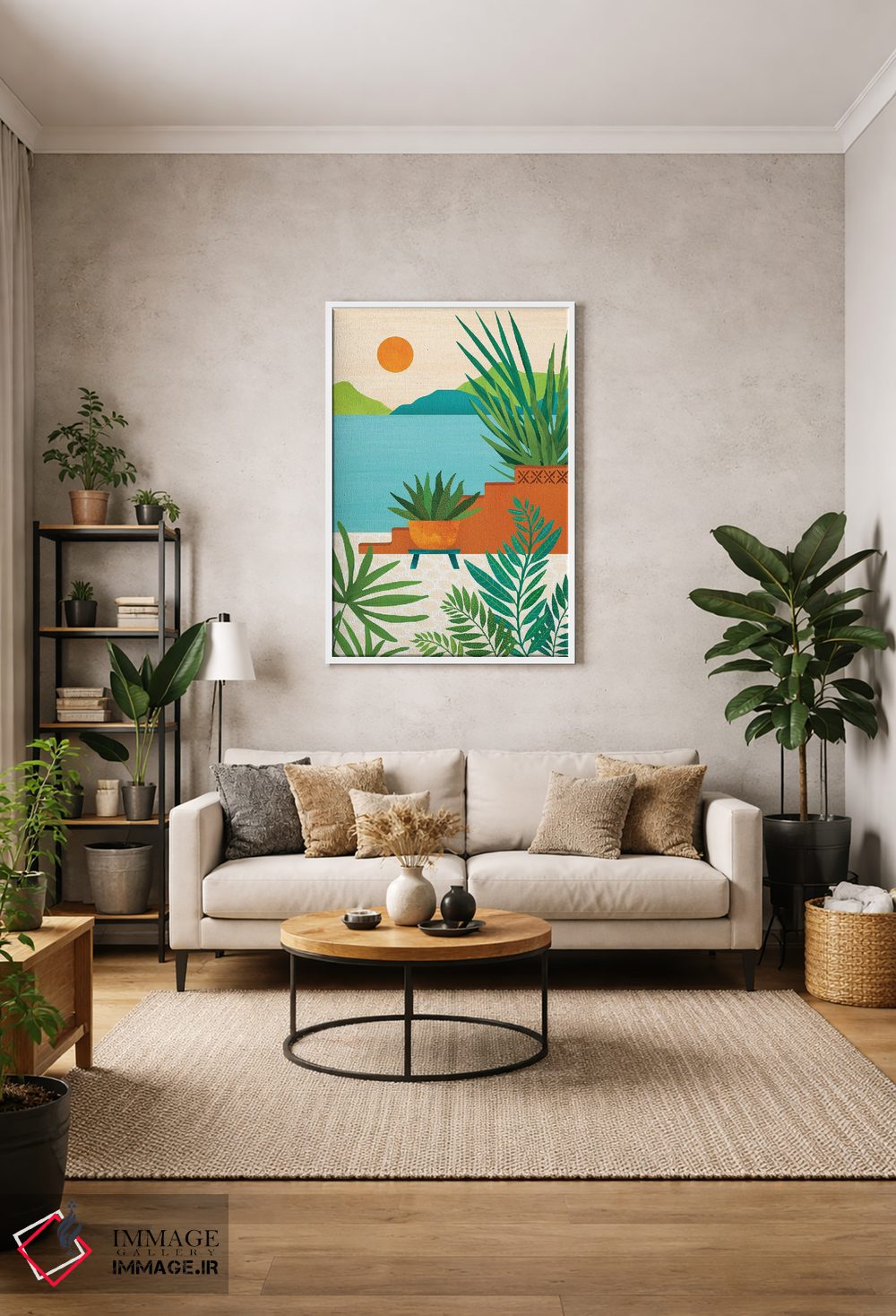 تابلو مدرن غروب ساحل بالی اثر مدرن تروپیکال - D1W