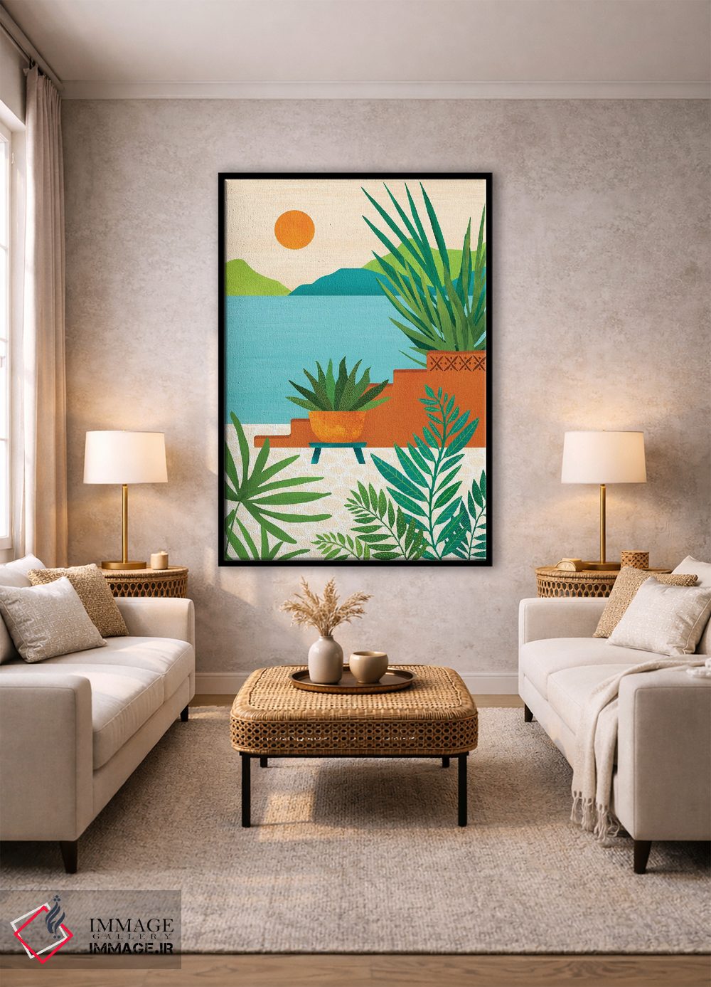 تابلو مدرن غروب ساحل بالی اثر مدرن تروپیکال - D2B