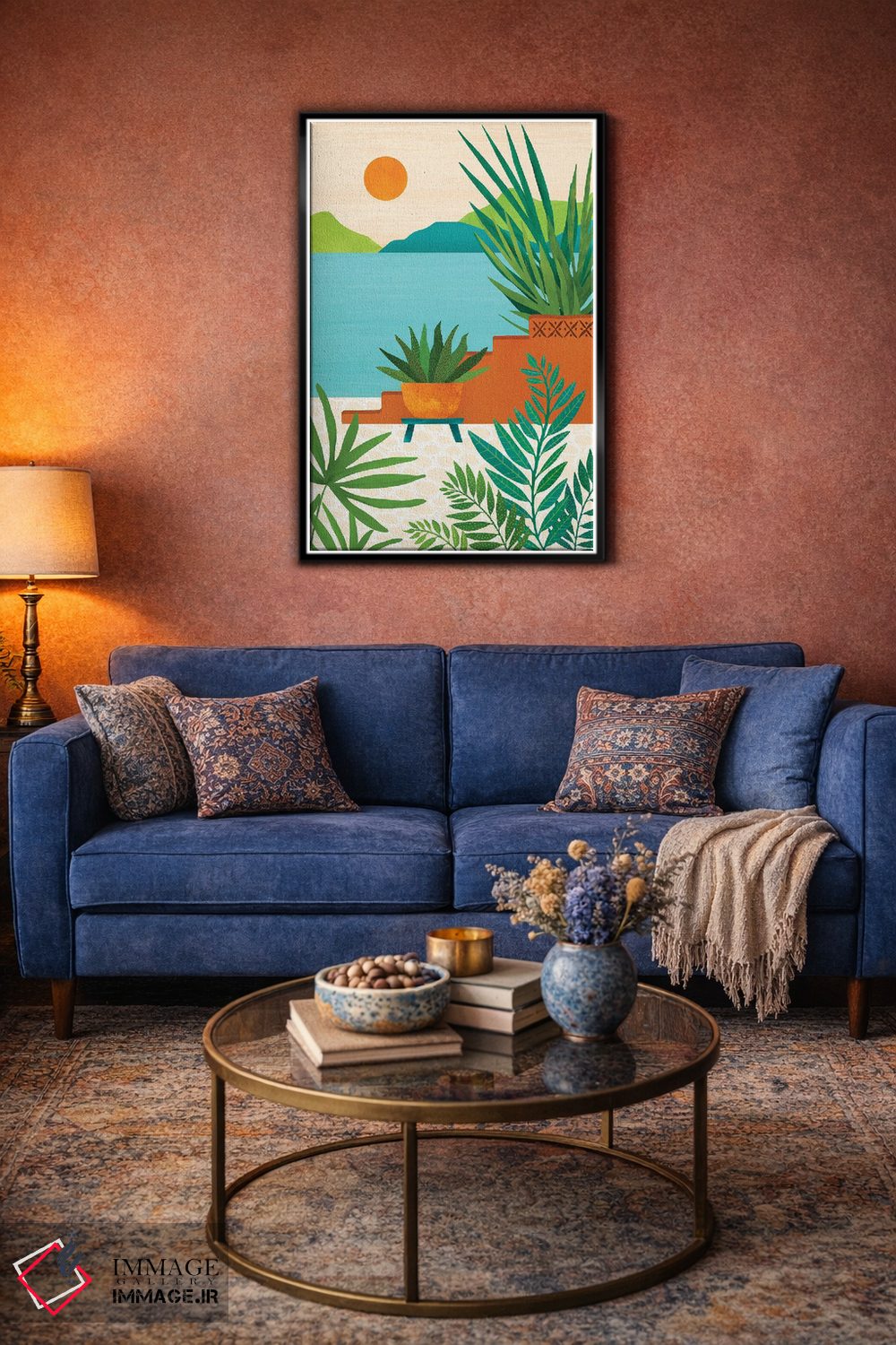 تابلو مدرن غروب ساحل بالی اثر مدرن تروپیکال - D4B