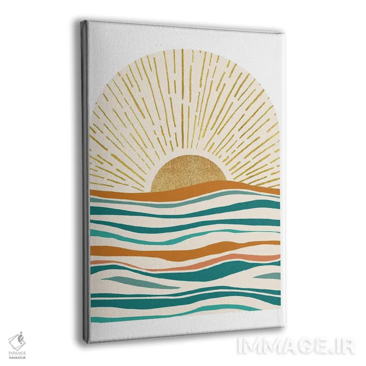 تابلو مینیمال غروب طلایی تابستان اثر مدرن تروپیکال - نمای پرسپکتیو محصول