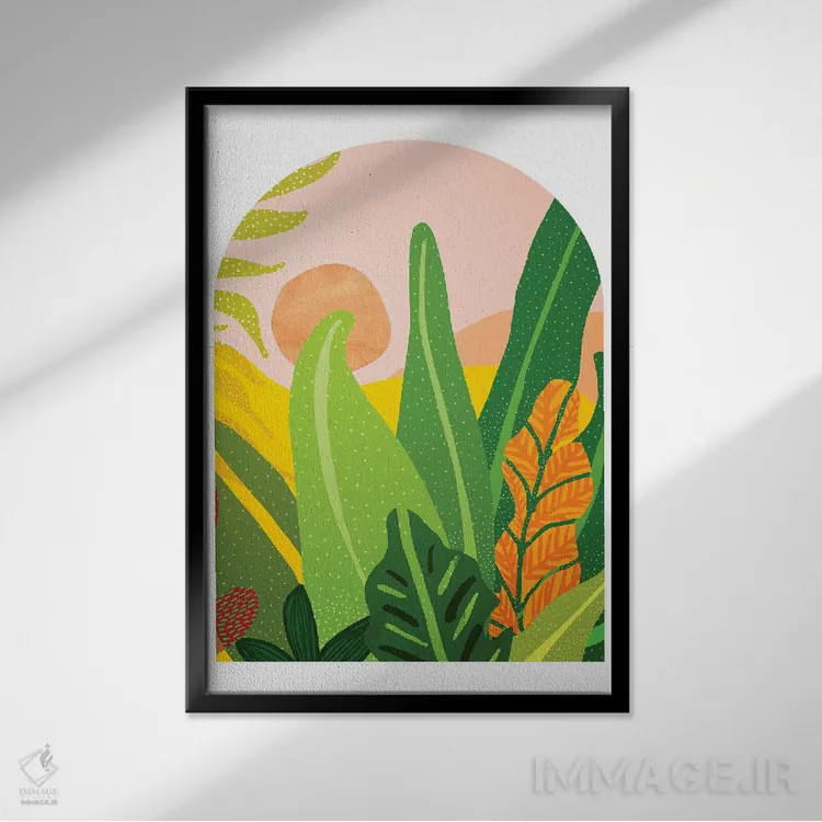 تابلو مدرن طلوع گرمسیری اثر مدرن تروپیکال - نمای قابدار مشکی