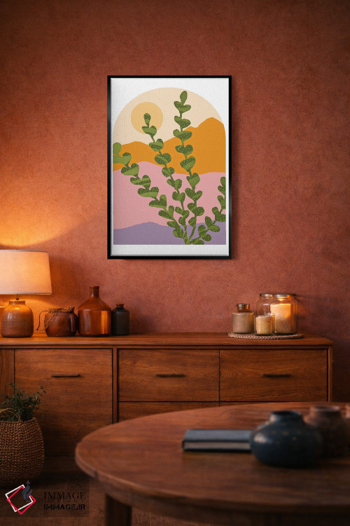 تابلو مینیمال کوه های عصر تابستان اثر مدرن تروپیکال - D5B