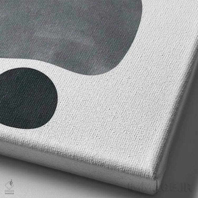 تابلو مینیمال تعادل جسورانه اثر مدرن تروپیکال - نمای نزدیک بافت بوم