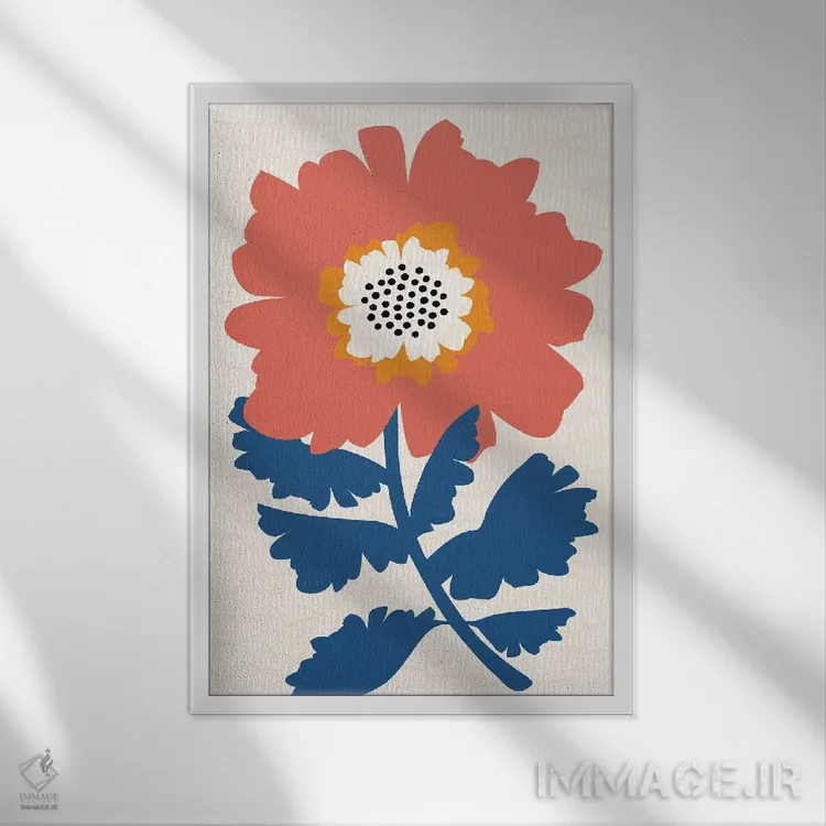 تابلو مینیمال گل های سرخ شاداب اثر مدرن تروپیکال - نمای قابدار سفید