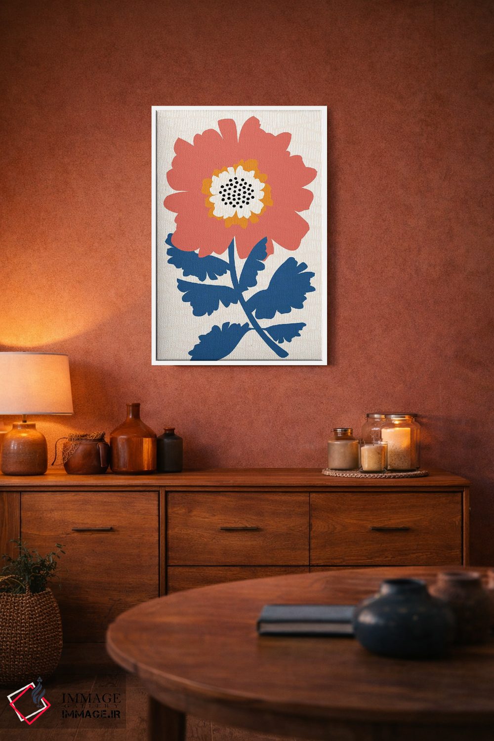 تابلو مینیمال گل های سرخ شاداب اثر مدرن تروپیکال - D3W