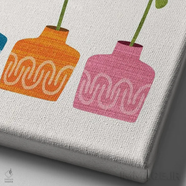 تابلو مینیمال تصویرسازی گیاهی جوانه های شیرین اثر مدرن تروپیکال - نمای نزدیک بافت بوم