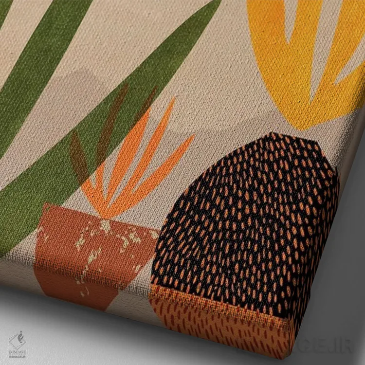 تابلو دکوراتیو تماشای غروب اثر مدرن تروپیکال - نمای نزدیک بافت بوم