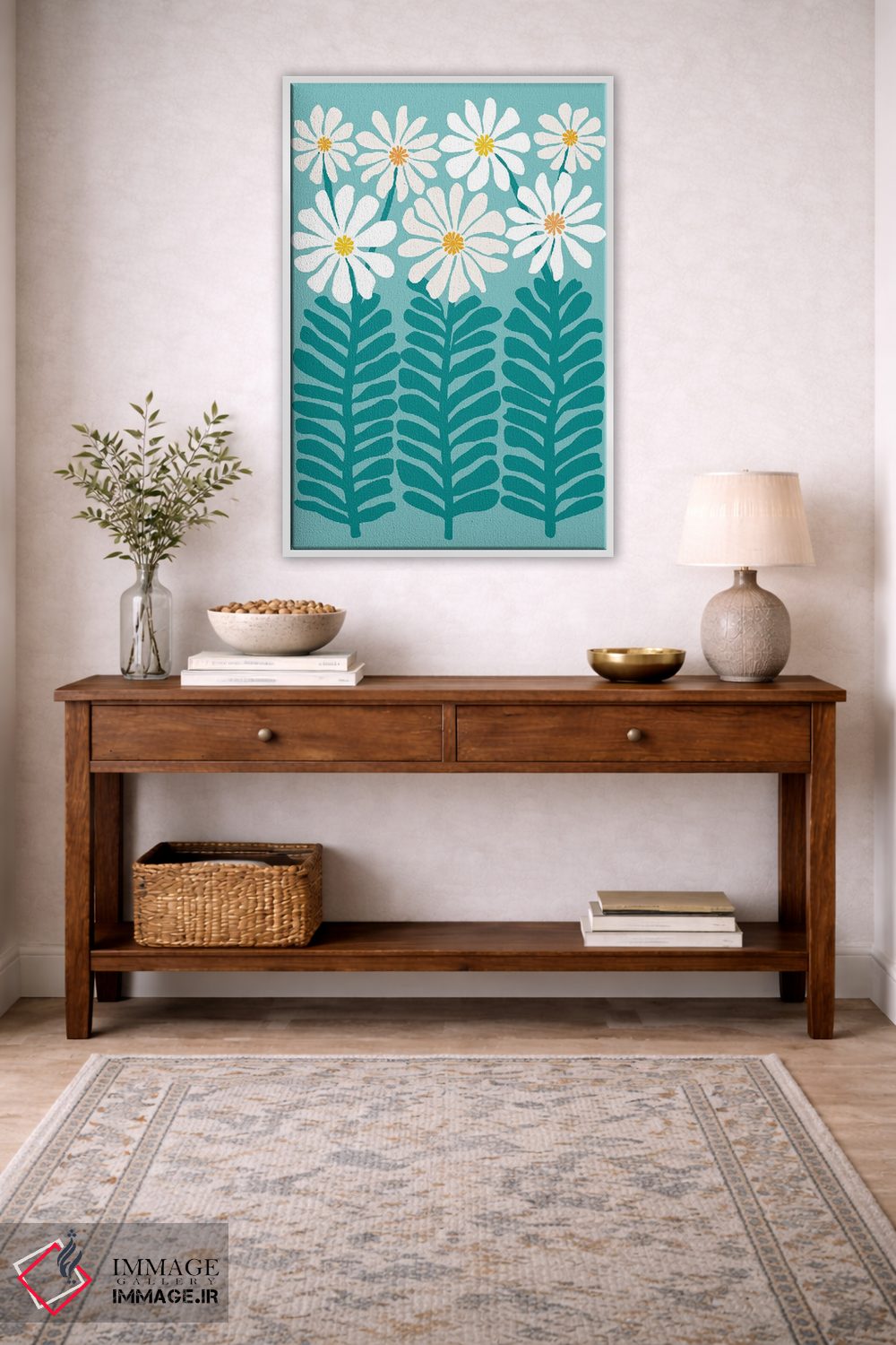 تابلو مینیمال باغ گل ها اثر مدرن تروپیکال - D2W