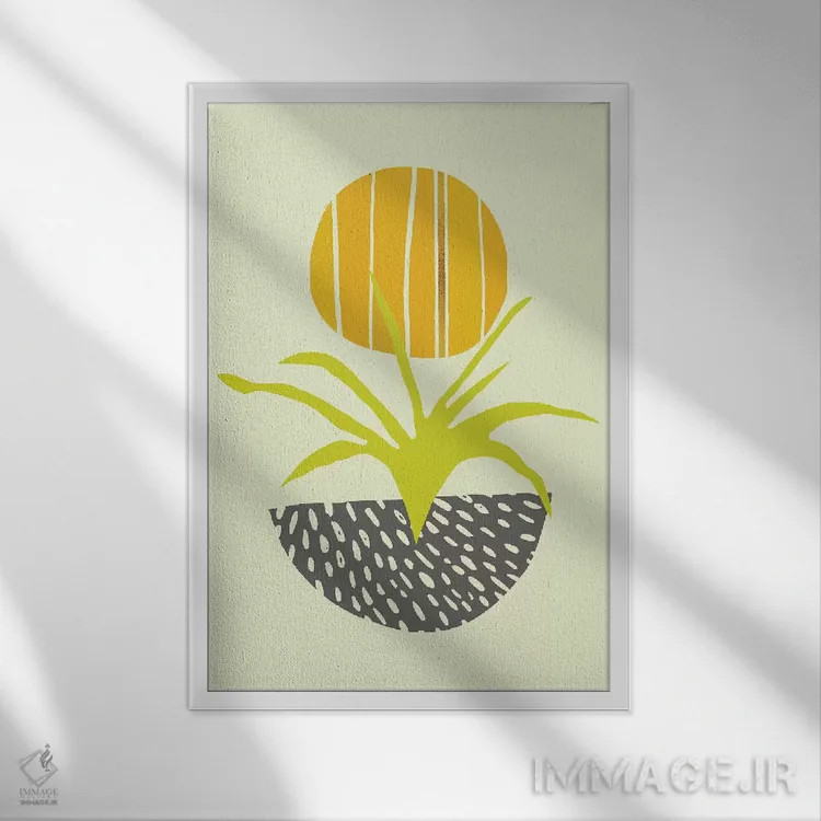 تابلو مینیمال کویر انتزاعی مینیمال اثر مدرن تروپیکال - نمای قابدار سفید