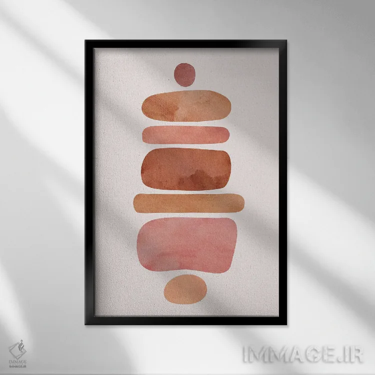 تابلو مینیمال توده سنگی عشق اثر مدرن تروپیکال - نمای قابدار مشکی