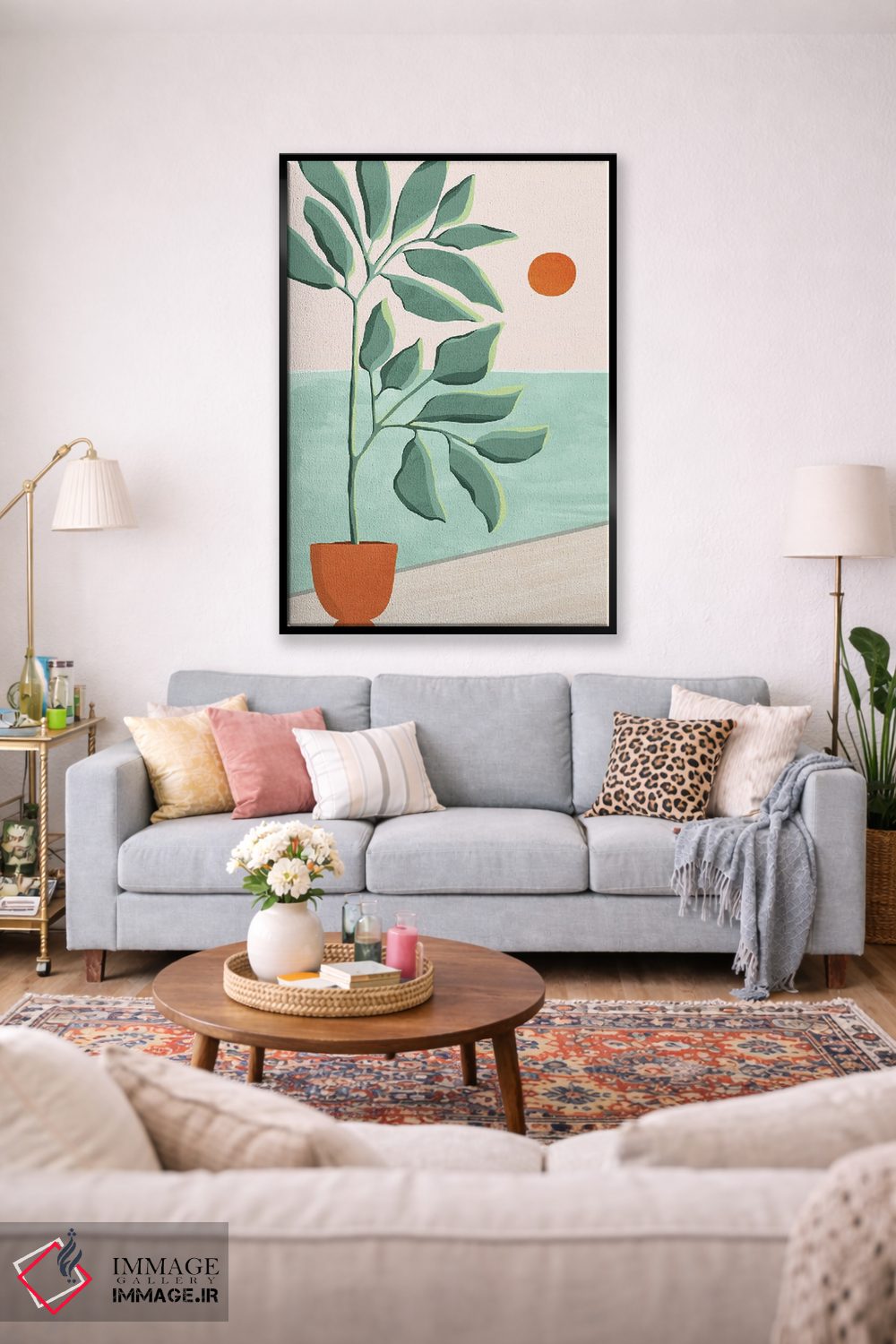 تابلو دکوراتیو غروب در ویلای ساحلی I اثر مدرن تروپیکال - D1B