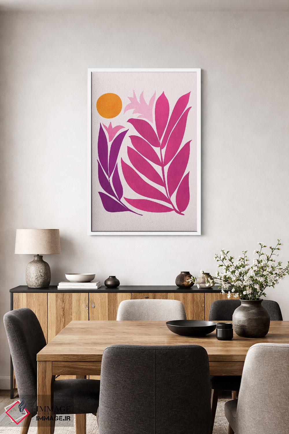 تابلو مینیمال غروب خورشیدی انقلاب اثر مدرن تروپیکال - D2W