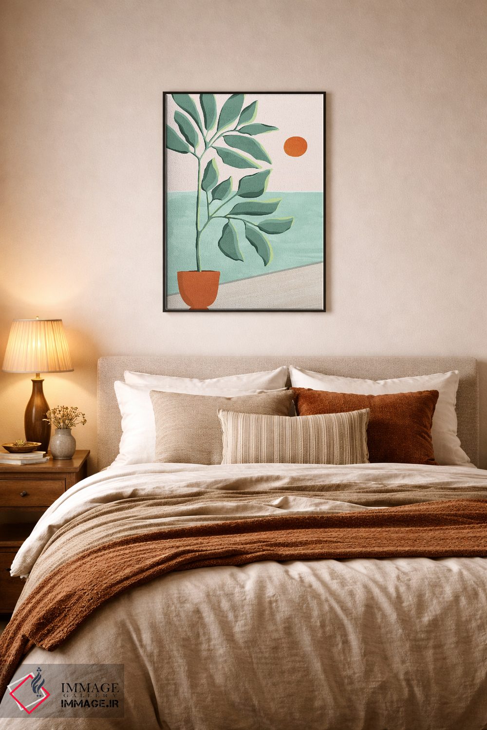 تابلو دکوراتیو غروب در ویلای ساحلی I اثر مدرن تروپیکال - D6B