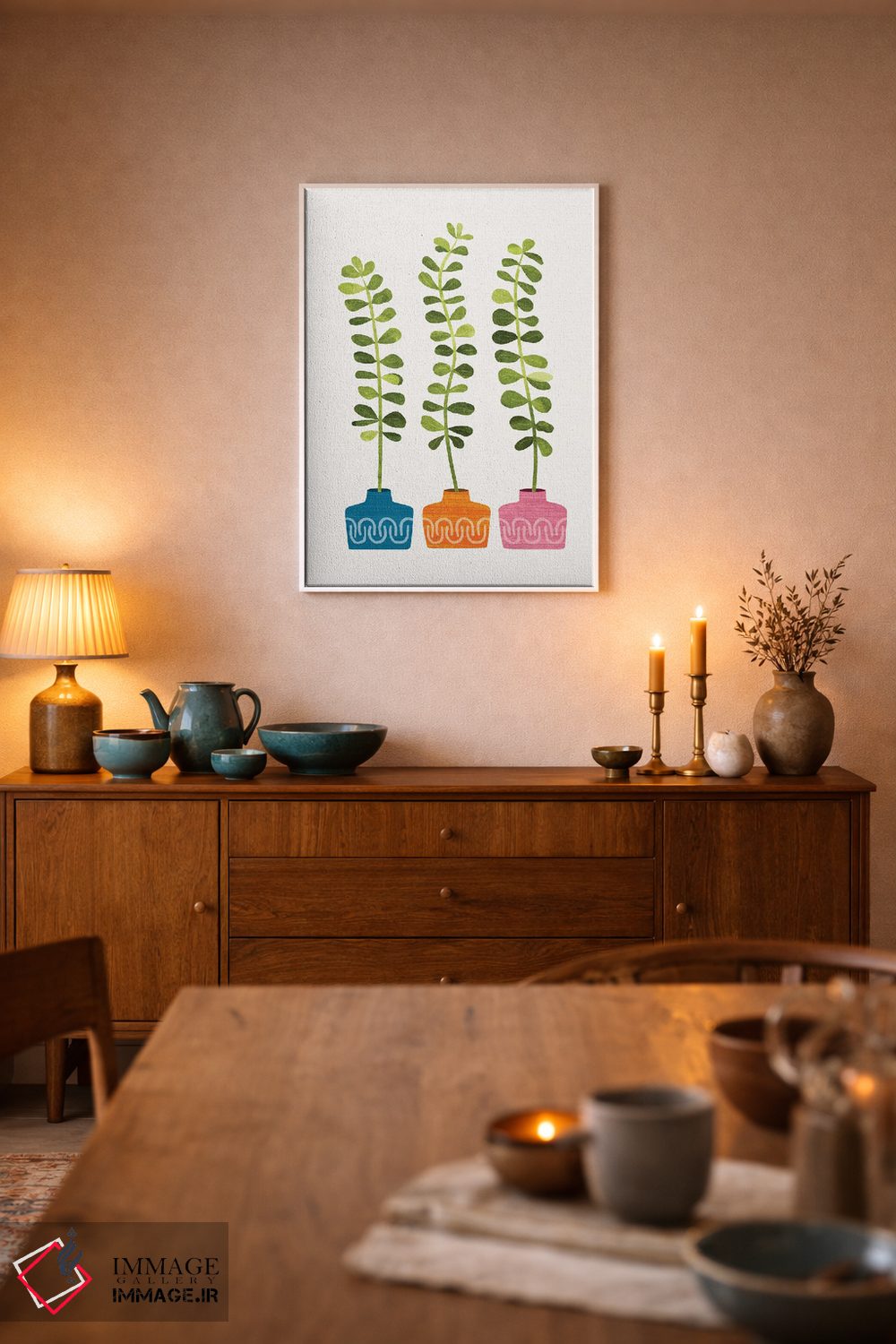 تابلو مینیمال تصویرسازی گیاهی جوانه های شیرین اثر مدرن تروپیکال - D5W