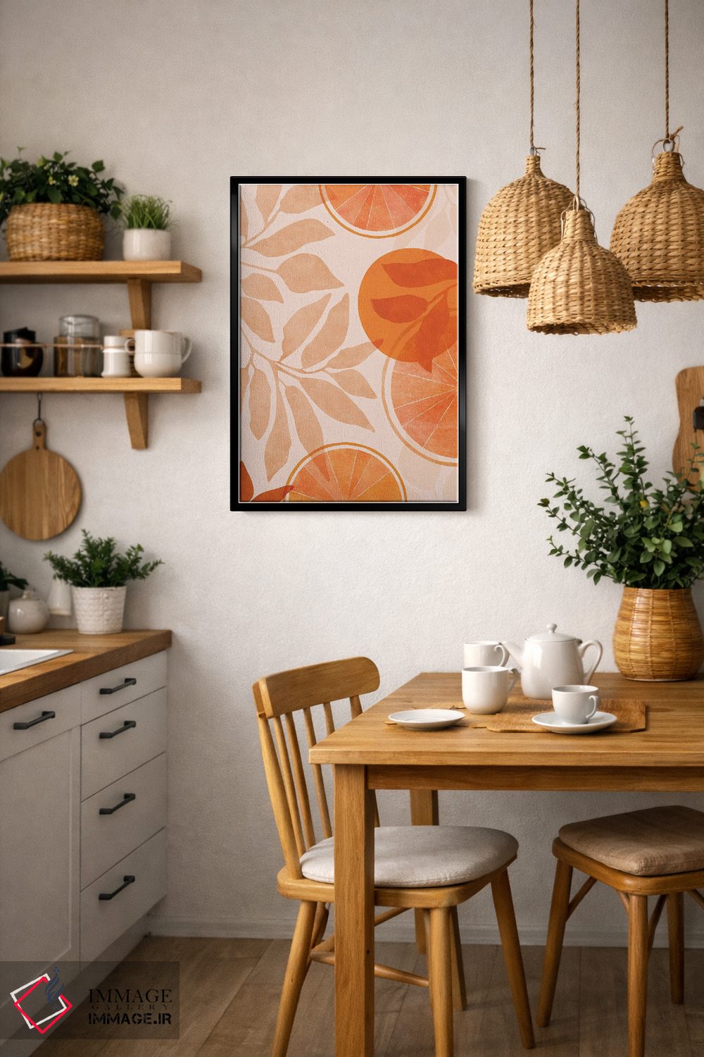 تابلو مینیمال کلاژ مرکبات اثر مدرن تروپیکال - D6B