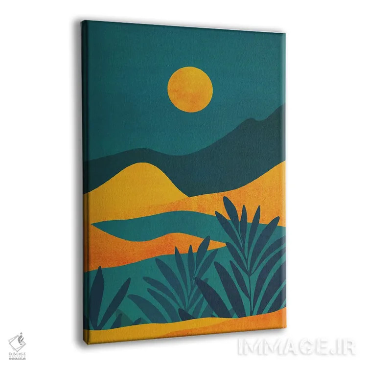تابلو مدرن طلوع ماه در دره اثر مدرن تروپیکال - نمای پرسپکتیو محصول