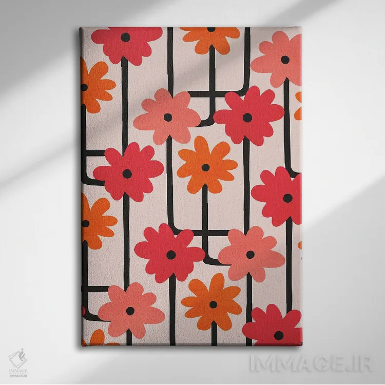 تابلو مینیمال جایگاه های رشد اثر مدرن تروپیکال - نمای روبهرو روی دیوار