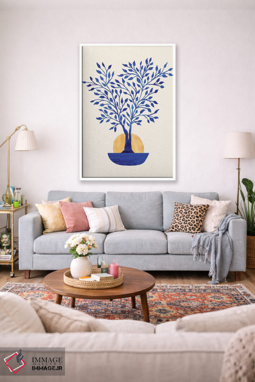 تابلو مینیمال طلوع فیکوس نیلی اثر مدرن تروپیکال - D1W