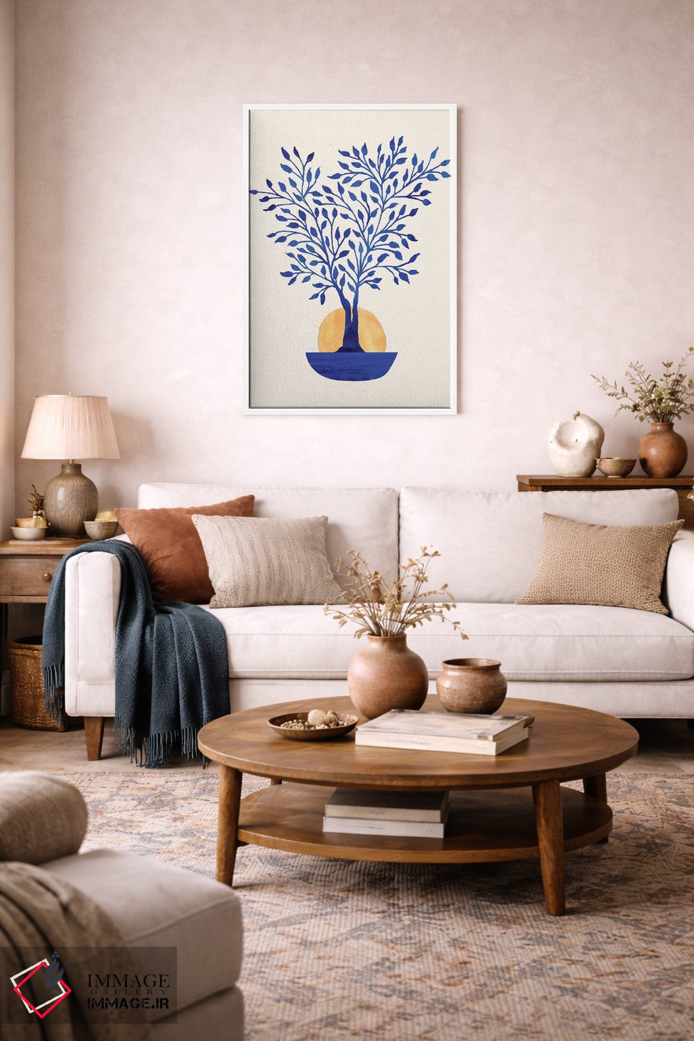 تابلو مینیمال طلوع فیکوس نیلی اثر مدرن تروپیکال - D2W