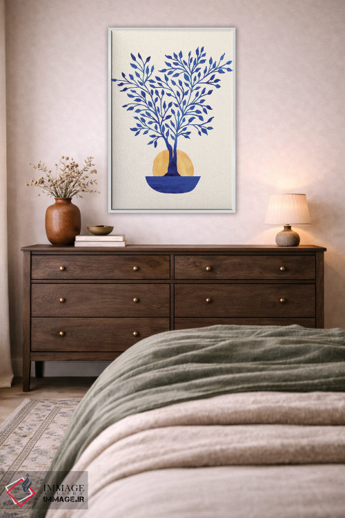 تابلو مینیمال طلوع فیکوس نیلی اثر مدرن تروپیکال - D3W