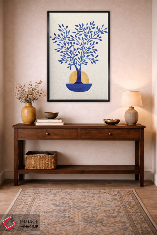 تابلو مینیمال طلوع فیکوس نیلی اثر مدرن تروپیکال - D5B