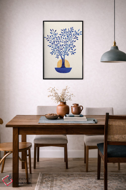 تابلو مینیمال طلوع فیکوس نیلی اثر مدرن تروپیکال - D6B