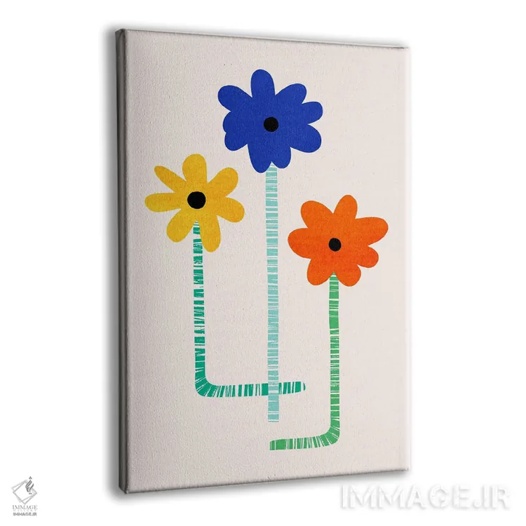 تابلو مینیمال گل های آب نباتی اثر مدرن تروپیکال - نمای پرسپکتیو محصول