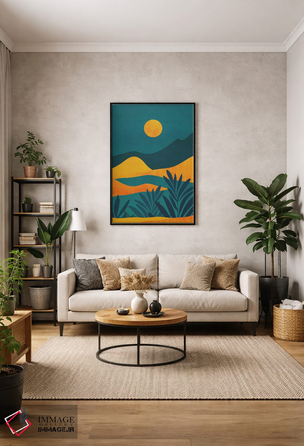 تابلو مدرن طلوع ماه در دره اثر مدرن تروپیکال - D2B