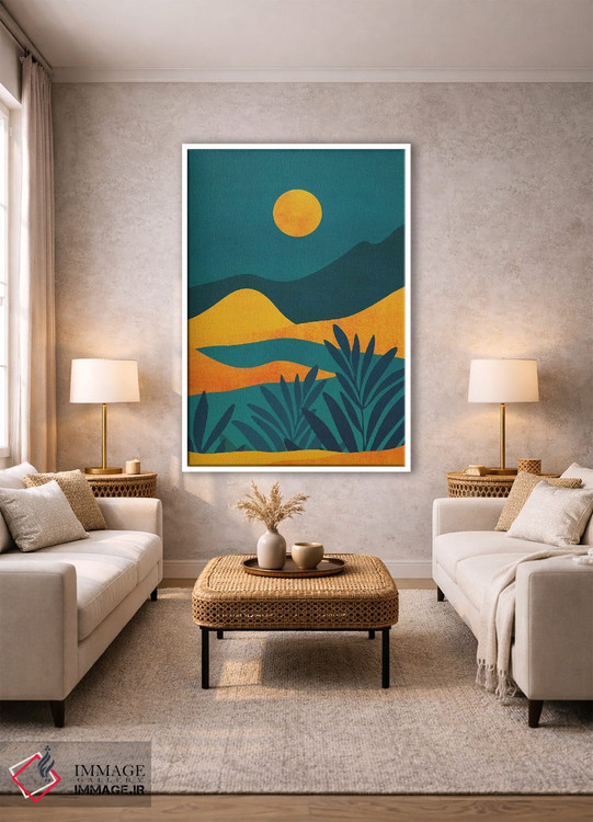 تابلو مدرن طلوع ماه در دره اثر مدرن تروپیکال - D1W